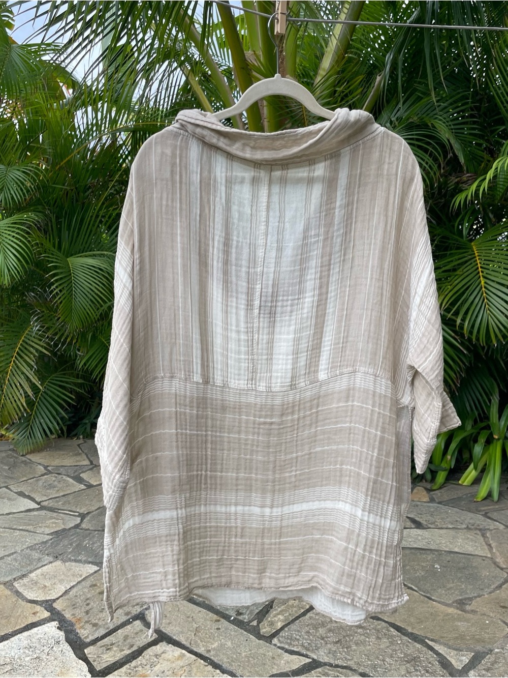 Free People Striped Beige Tunic Top - Picture 4 of 5